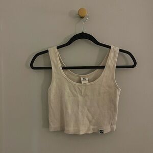 Lucy & Yak Cream Ribbed Crop Top